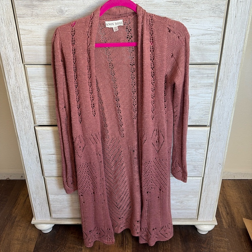 Knox Rose Open Knit Crochet Cardigan